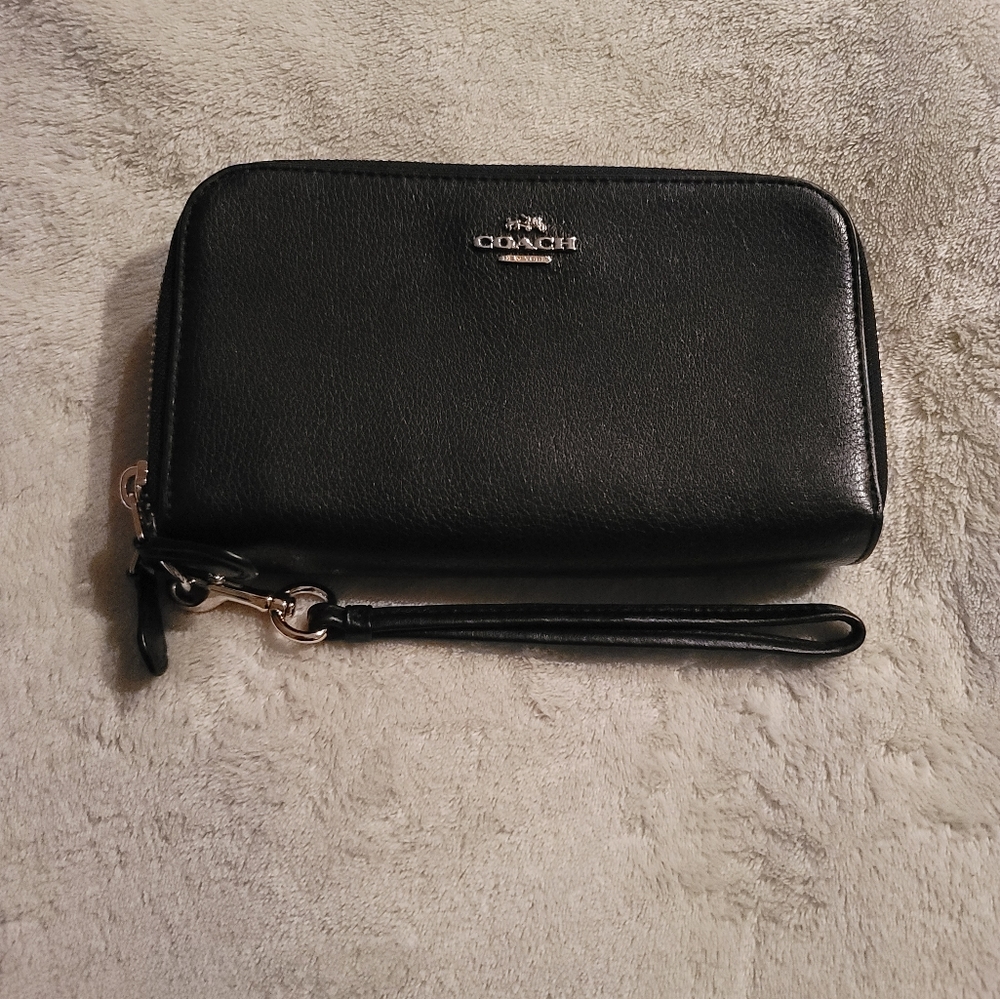 Coach Long Black Double Zippered Wallet